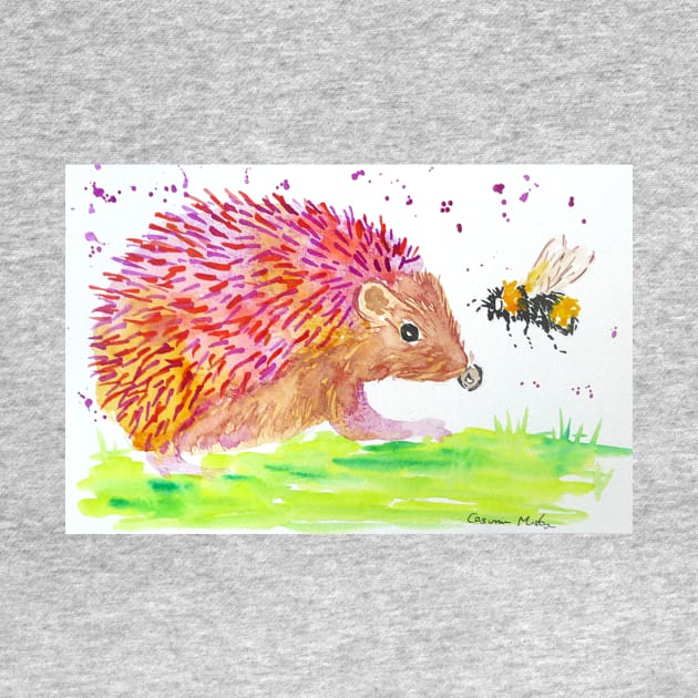 Cute Pink hedgehog and Bee by Casimirasquirkyart